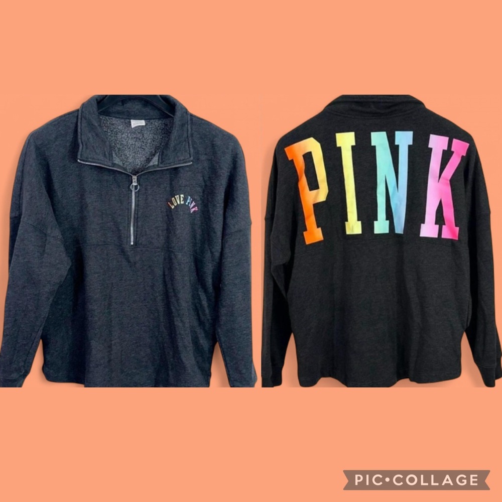 Victoria's Secret PINK Varsity Half Zip Sweatshirt | Medium
